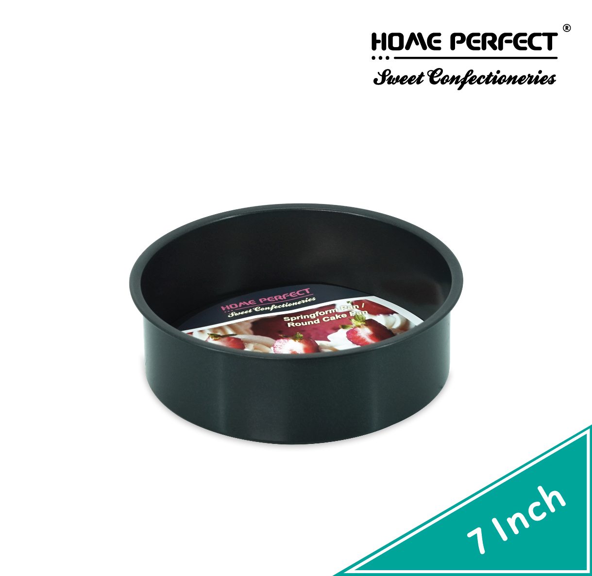 HOME PERFECT 7/8 Inch Non-Stick Fixed/Loose Base Round Cake Baking