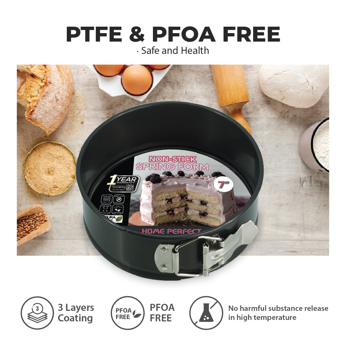 Springform Pan Coated Cake Pan HOME PERFECT 4/5/6/7/8/9/10 Inch Non-