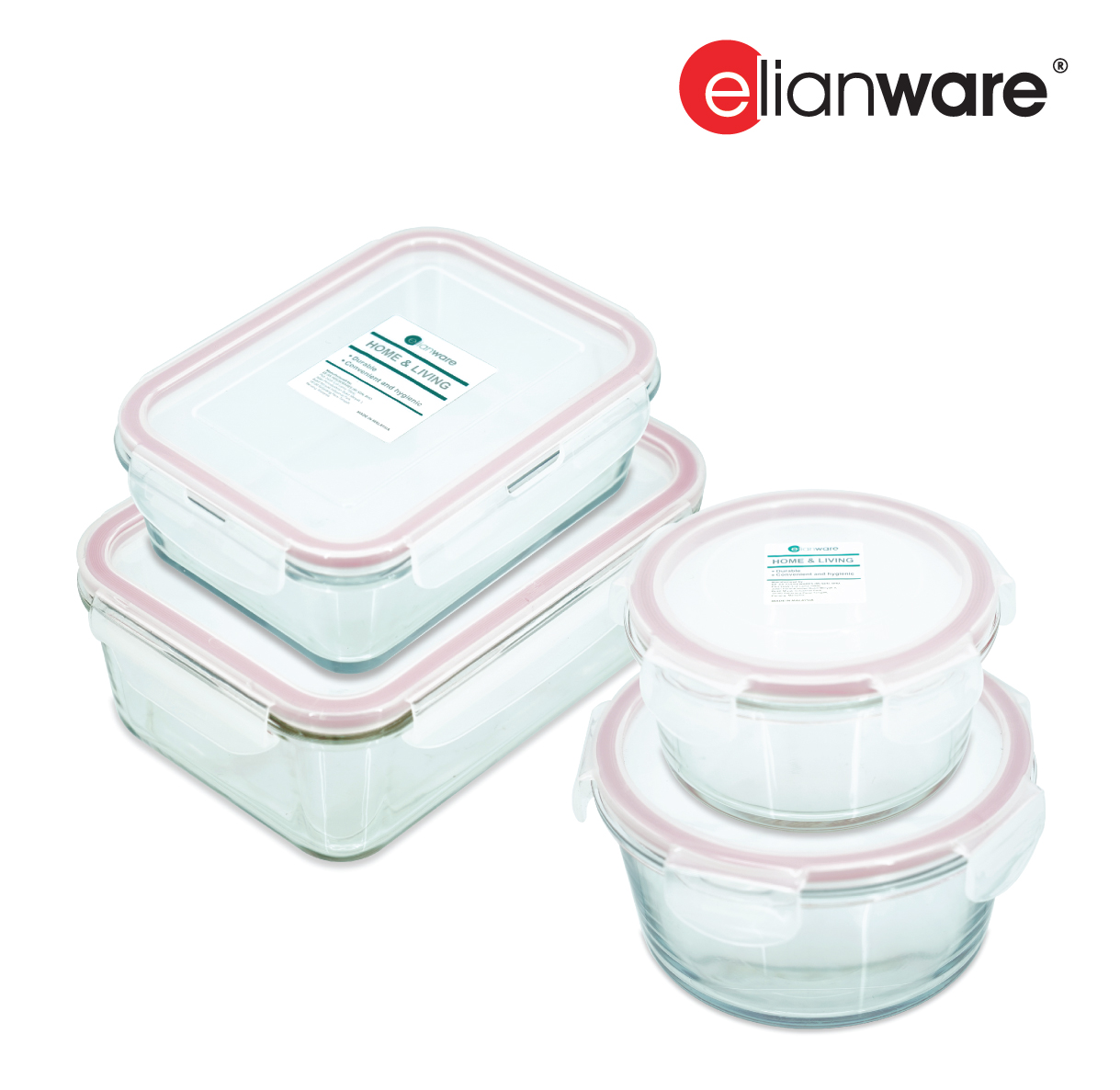 ELIANWARE 400/850/1650ml Borosilicate Glass Rect. Food Container, Airtight Bekas Makanan, E-1401, E-1402, E-1403 - Image 6
