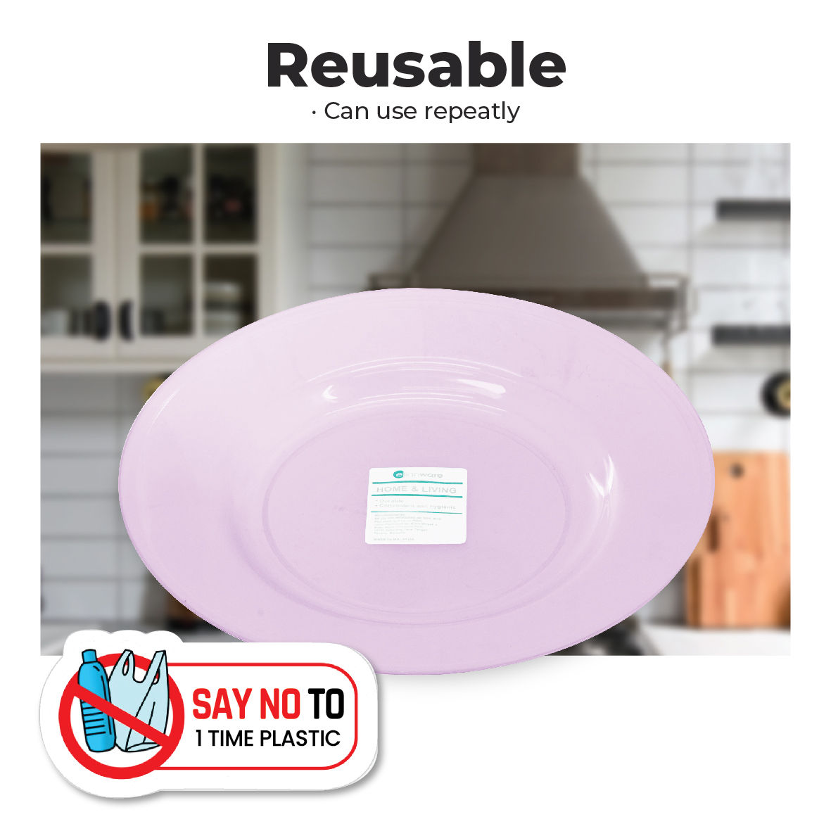 ELIANWARE OFFER PACK 20Pcs/Pack 7 Inch Reusable Multicolour Kenduri Party Dining Plate, Catering Pinggan, E-197 - Image 5