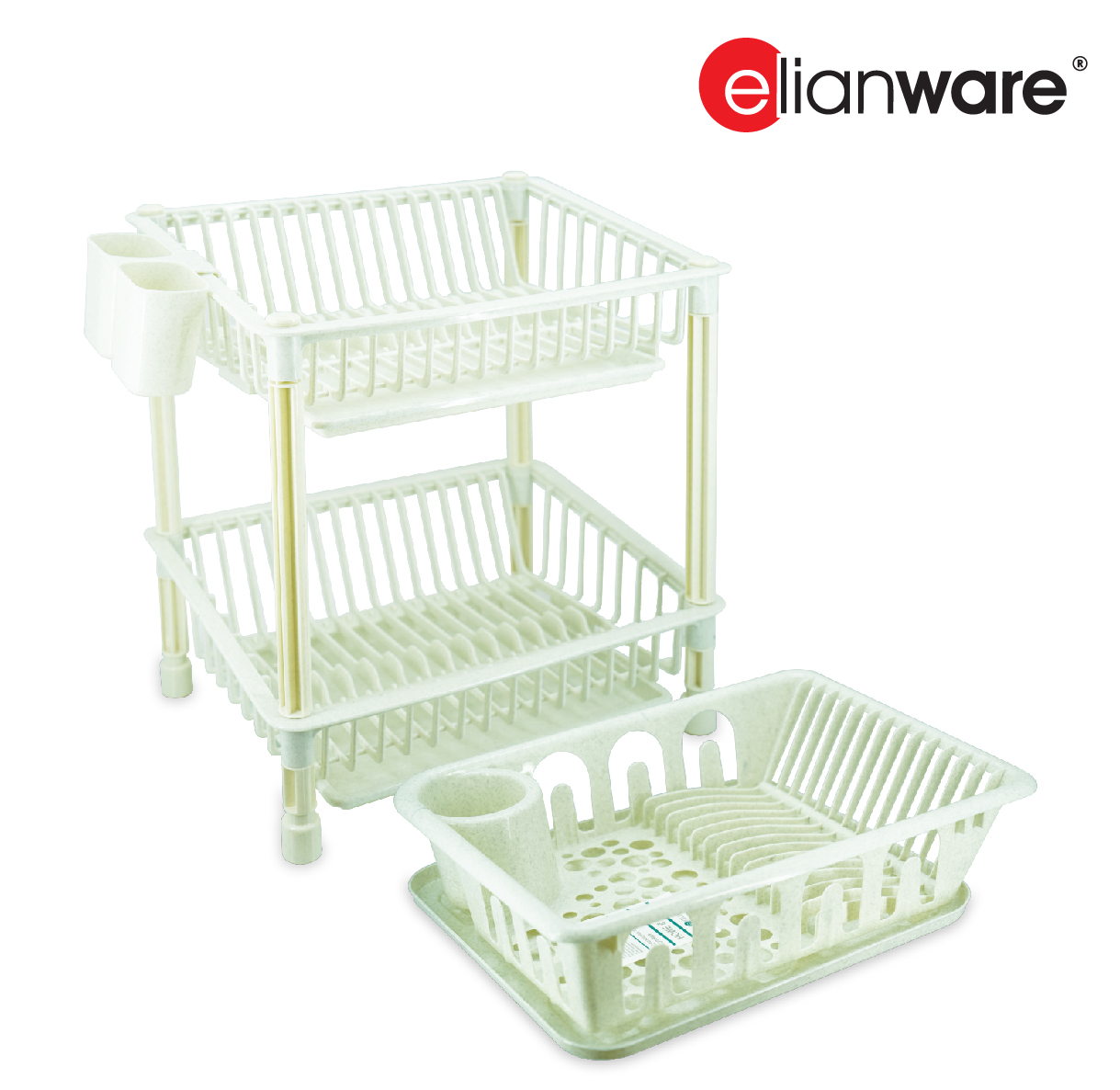 ELIANWARE Kitchen Dish Drainer With Tray, Disk Rack, Cup Drainer, Alat Dapur Rak Pinggan Mangkuk, E-286/WH - Image 3