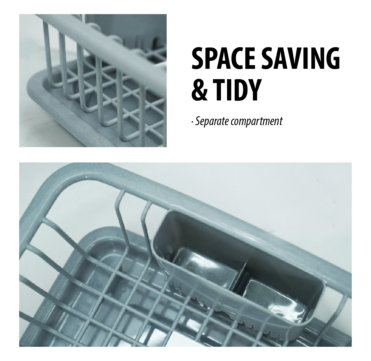 ELIANWARE Kitchen Dish Drainer With Tray, Disk Rack, Cup Drainer, Alat Dapur Rak Pinggan Mangkuk, E-286/WH - Image 5