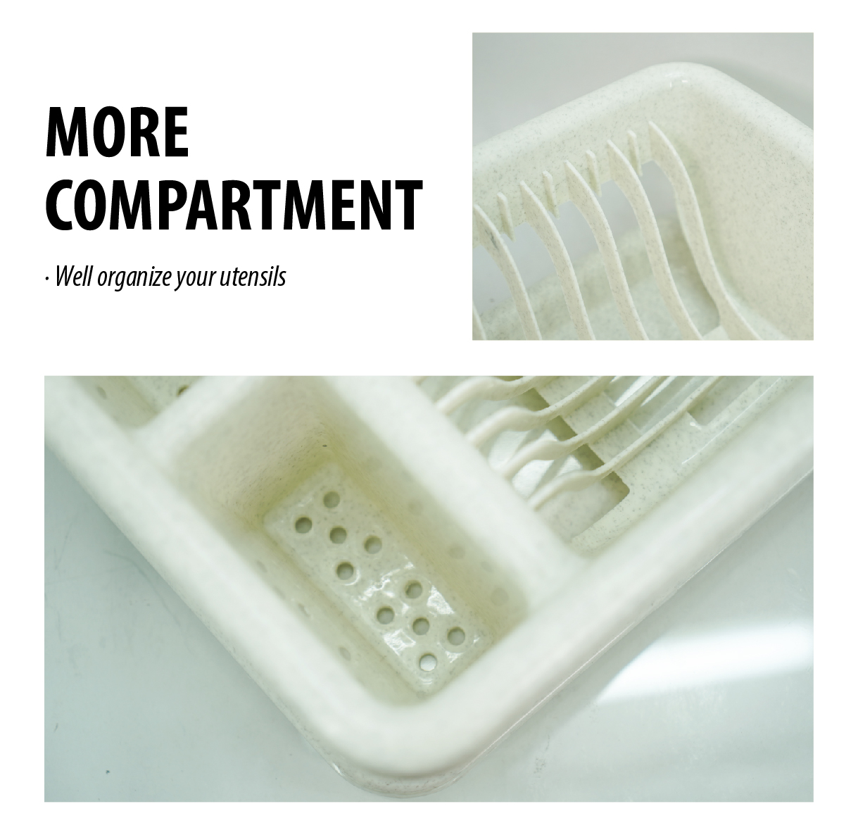 ELIANWARE Kitchen Dish Drainer With Tray, Disk Rack, Cup Drainer, Alat Dapur Rak Pinggan Mangkuk, E-286/WH - Image 7