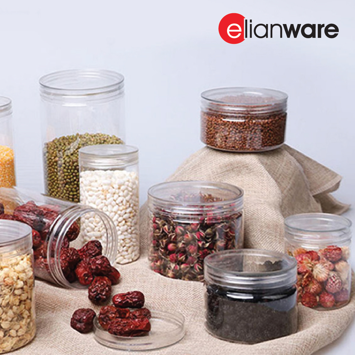 ELIANWARE 600/900/1100ml Stackable Round Elegant Transparent Canister, Food Storage Jar, E-467/WH, E-468/WH, E-469/WH - Image 8