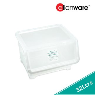 ELIANWARE 14/32 Ltrs Stackable Storage Box W/Roller,Space Organizer,Drawer,Wardrobe,Kotak Penyimpanan,E-626/WH, E-627/WH