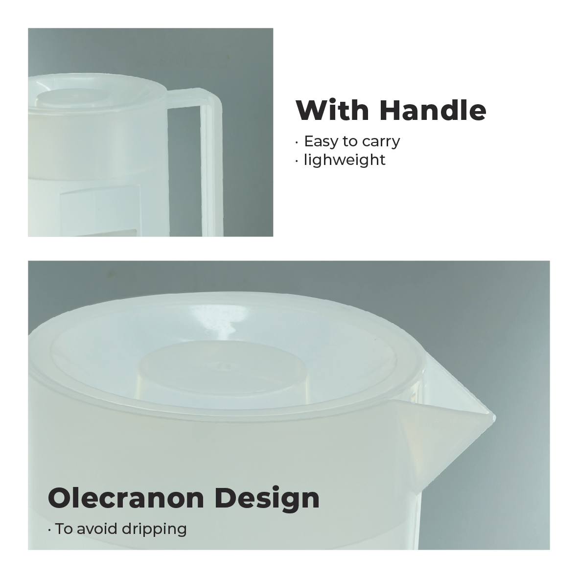 ELIANWARE 1.5/2.5/4Ltr Water Juice Jug Pitcher, Jug With Handle, Drinkware, Lids Jag Air Minuman, E-84/WH, E-85/WH, E-86/WH - Image 3