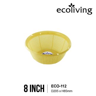 ECO LIVING 6/8/10/12 Inch Round Basin Colander Basket, Plastic Strainer Bowl, Bakul, ECO-111,ECO-112,ECO-113,ECO-114/WH