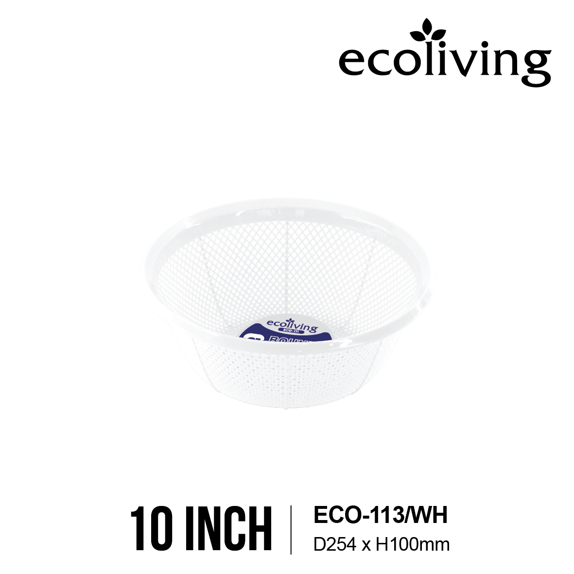ECO LIVING 6/8/10/12 INCH Round Basin Colander, Basket, Colander, Bakul, ECO-111/WH,ECO-112/WH,ECO-113/WH,ECO-114/WH - Image 4