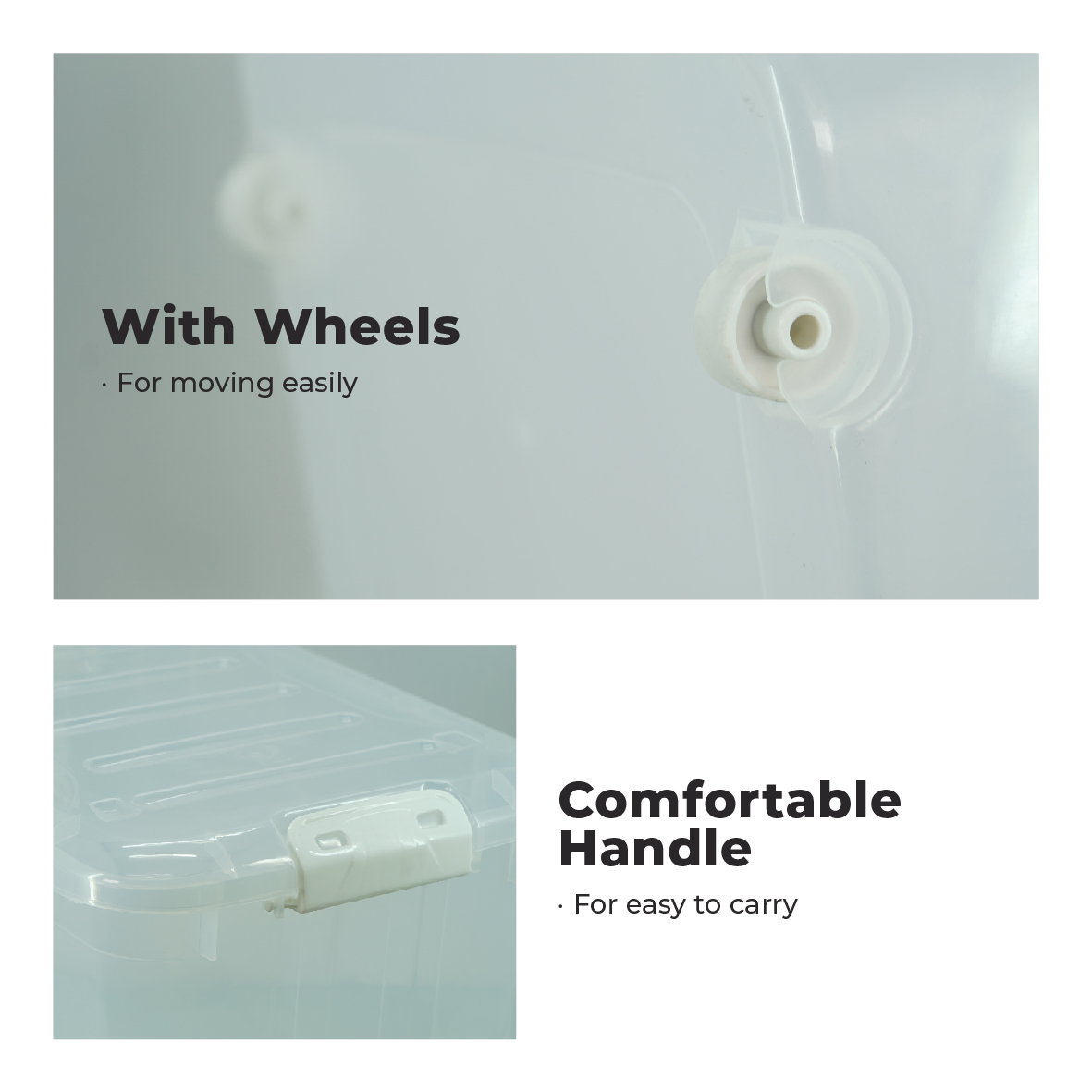 ECO LIVING OFFER PACK 35L+90L Stackable Transparent Storage Box with Wheels & Handle, ECO-1267/ECO-1269 - Image 5