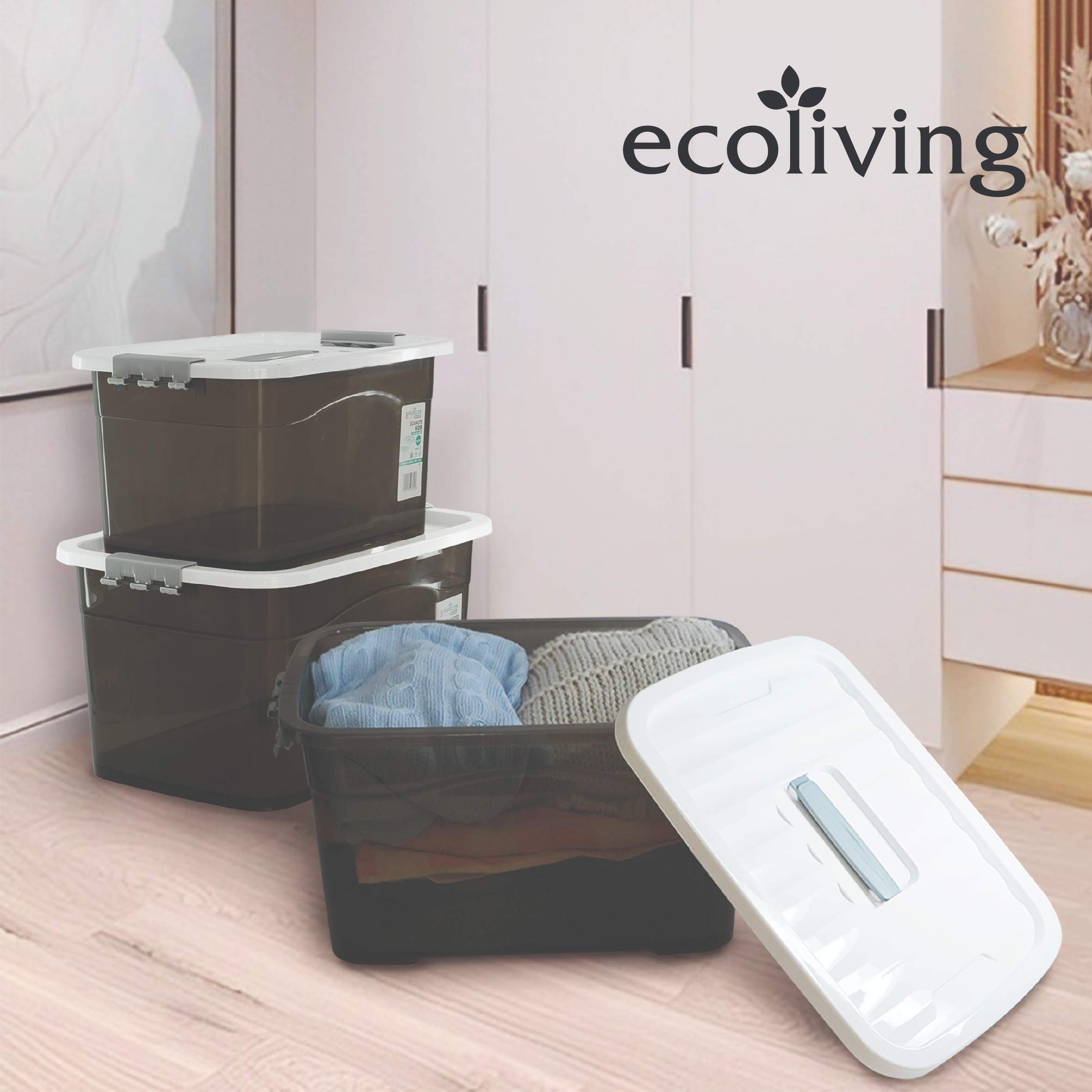 ECO LIVING 90/120Ltr Stackable Storage Box With 6/8 Wheels, Space Organizer, Kotak Penyimpanan, ECO-1275,ECO-1270 - Image 5