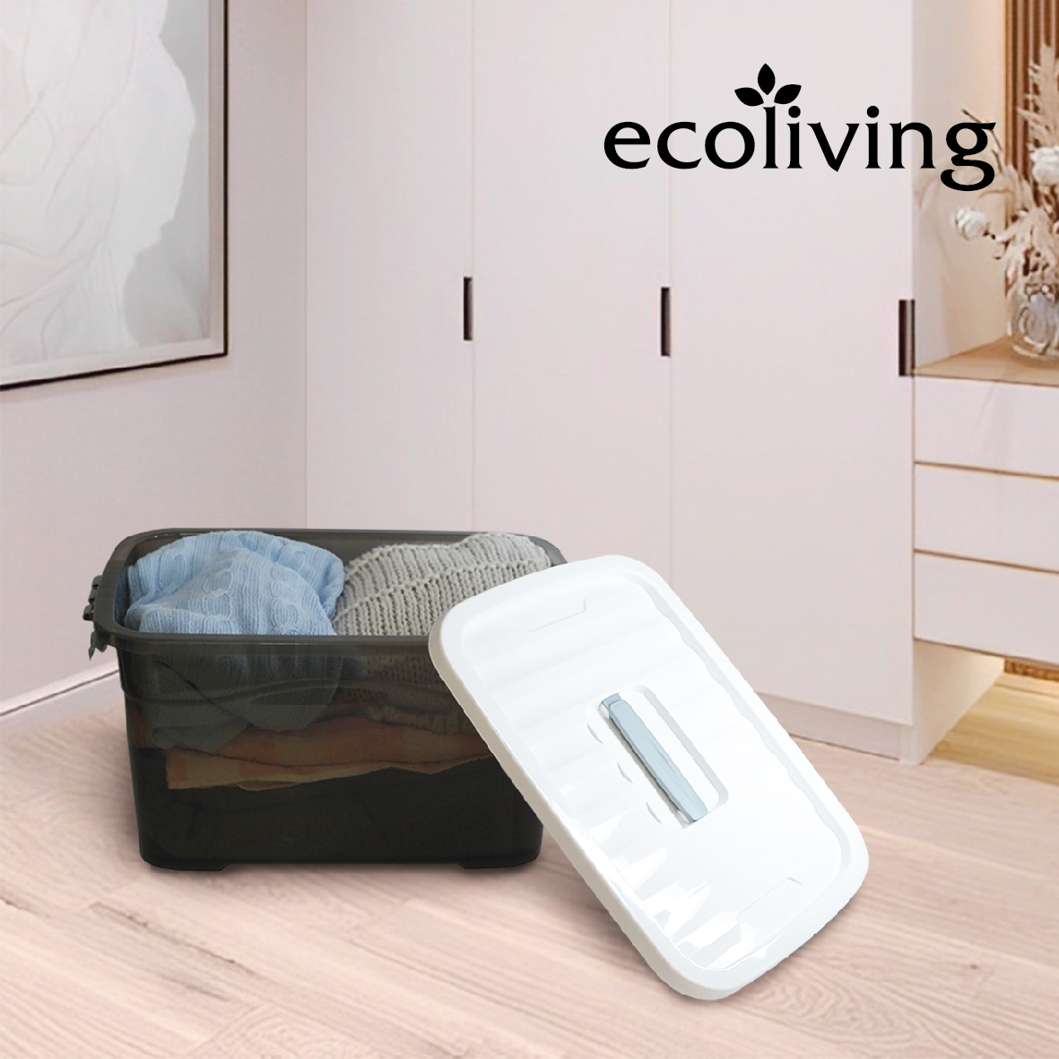 ECO LIVING OFFER PACK 2IN1 15L+35L Stackable Storage Box With Wheels, Kotak Penyimpanan, ECO-1272/ECO-1273 - Image 6
