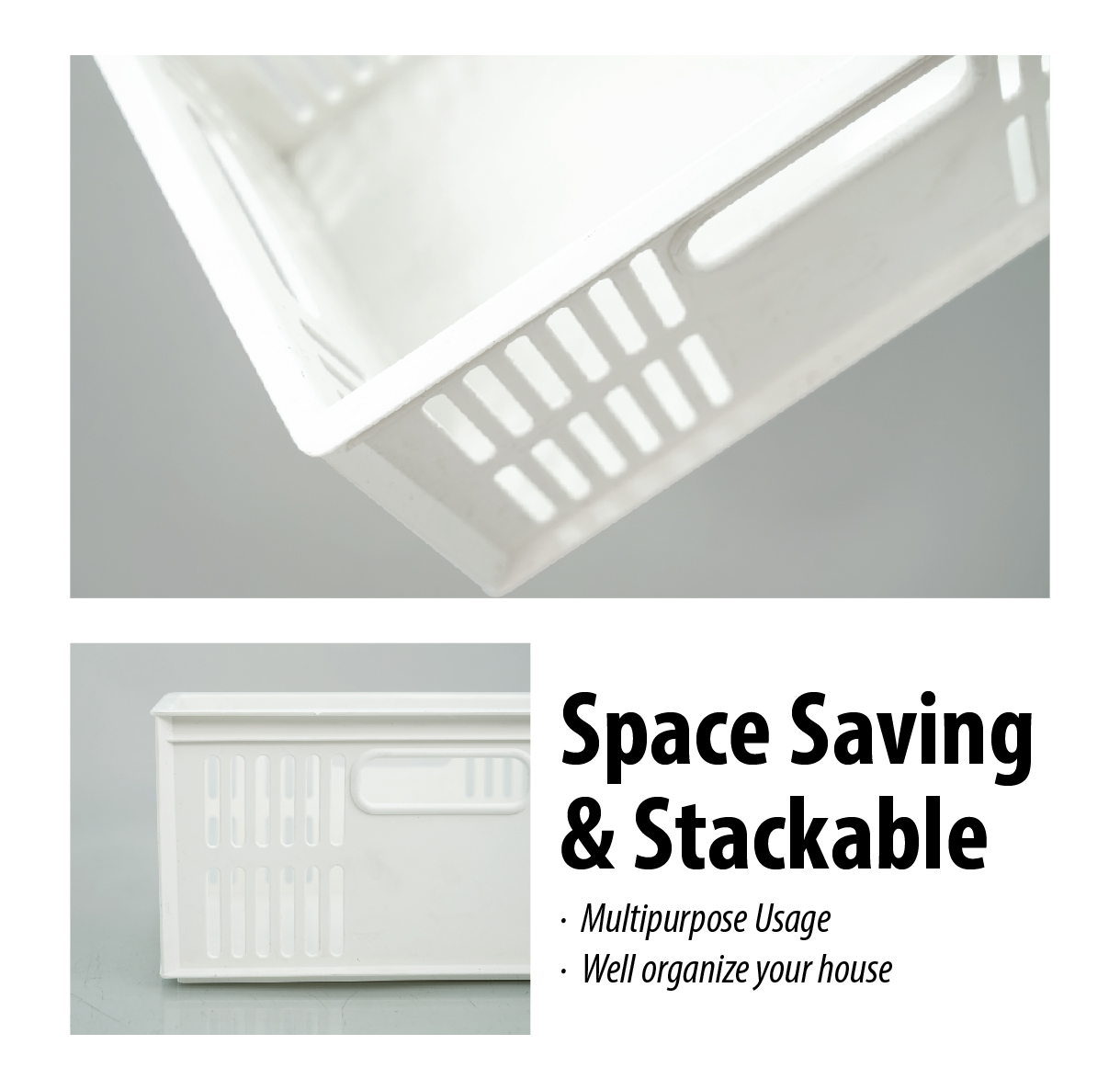 ECO LIVING Rect./Sq Stackable Storage Organizer Basket,Heavy Duty Stationery Tray,Bakul, ECO-1540 - Image 6