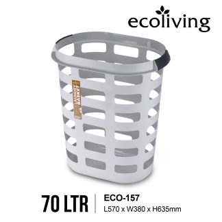 ECO LIVING 33/60Ltr Clothes Storage Laundry Basket with Holder, Large Capacity, Bakul Dobi Pakaian, ECO-156,ECO-157
