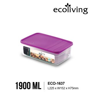 ECO LIVING 1.9/2.9/4.8L Rectangle AirTight Freezer ECO Smart Keeper, Container, Bekas Makanan,ECO-1637,1638,1639/WH