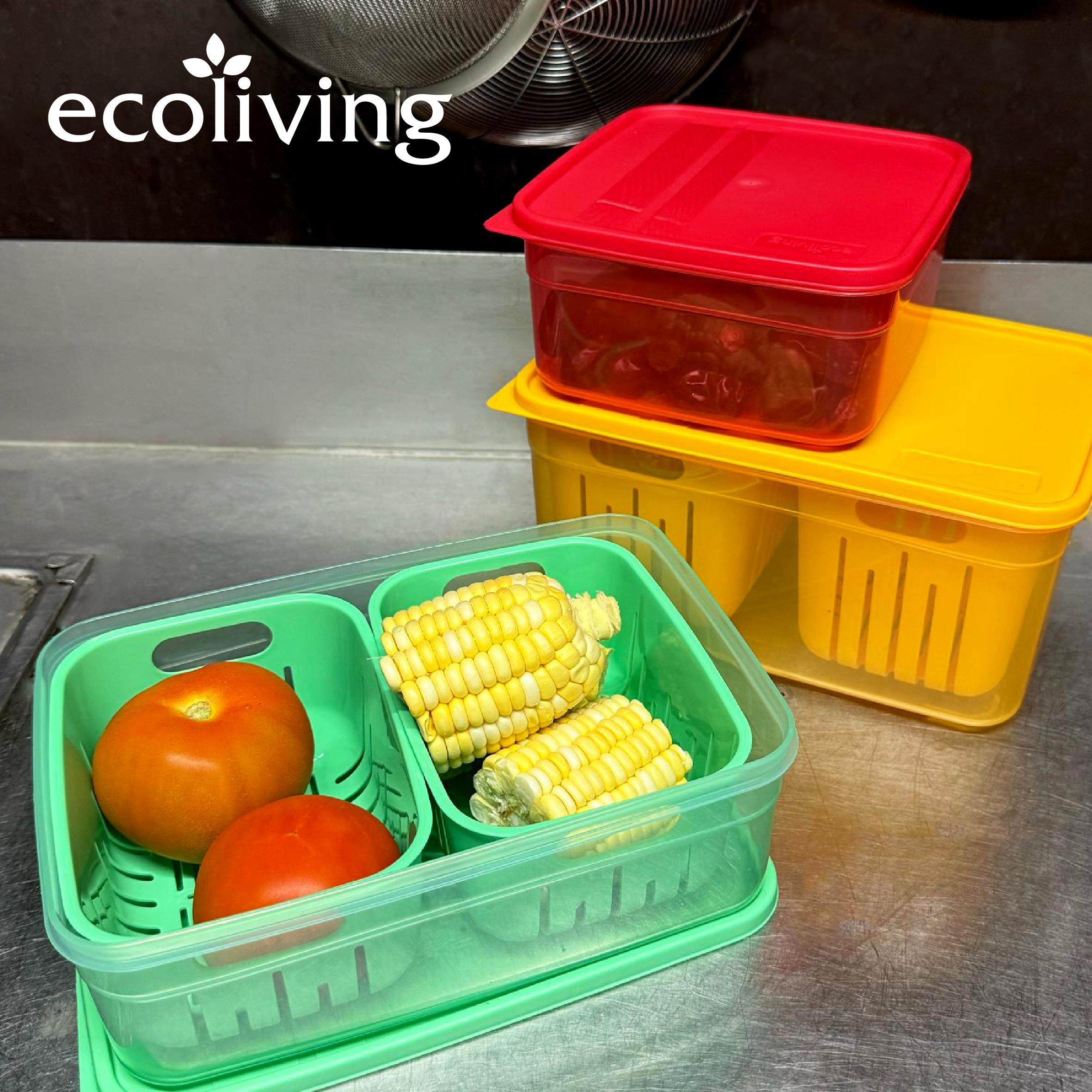 ECO LIVING 1900/2900ml Rect Airtight ECO Smart Keeper w/Drainer, Food Container, Bekas Makanan, ECO-1637DB,ECO-1638DB/2C - Image 8