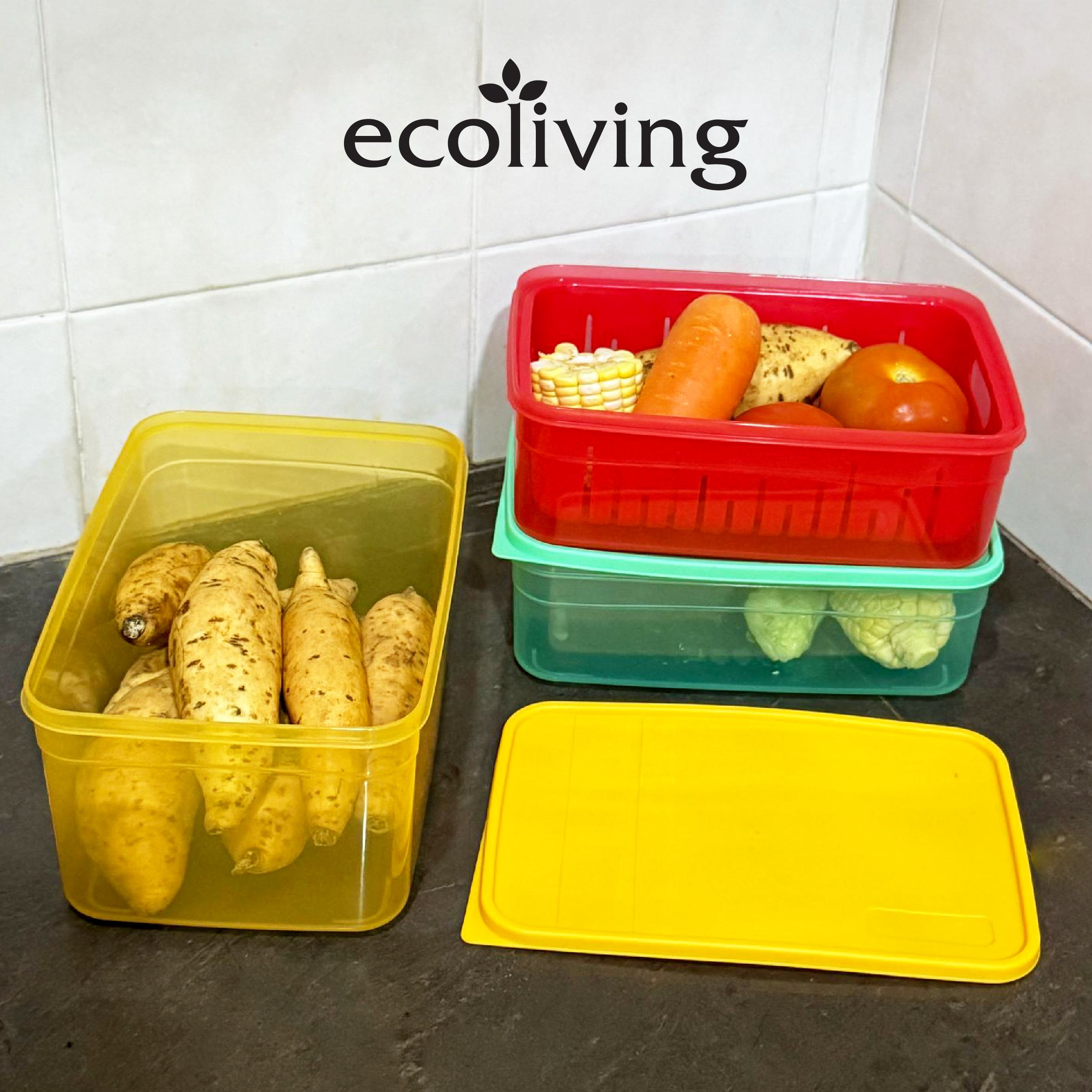 ECO LIVING 1900/2900ml Rect Airtight ECO Smart Keeper w/Drainer, Food Container, Bekas Makanan, ECO-1637DB,1638DB/C - Image 8