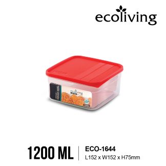 ECO LIVING 1.2/1.9/3.1L Square AirTight Freezer ECO Smart Keeper ,Food Container, Bekas Makanan, ECO-1644,1645,1646/WH