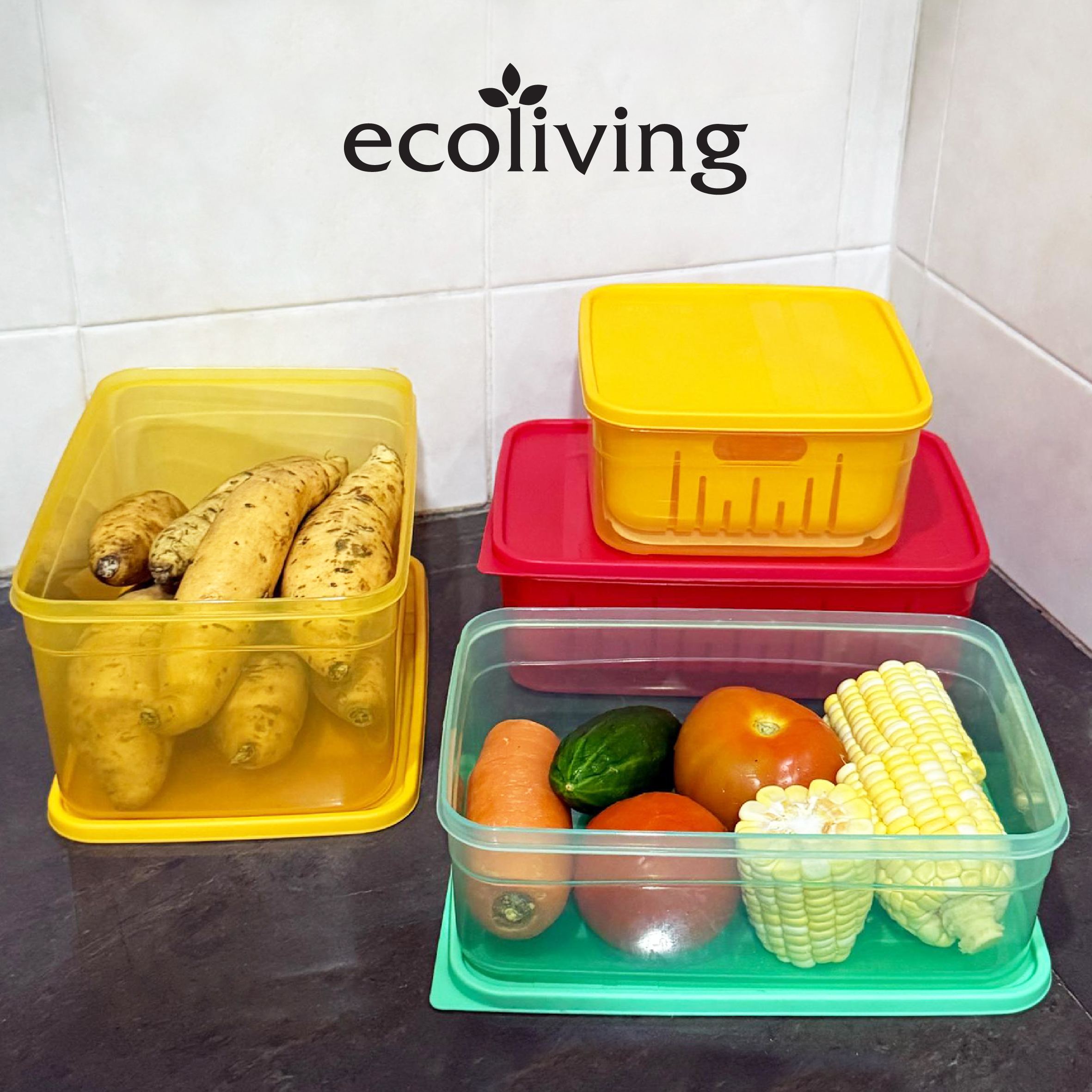 ECO LIVING 1.2/1.9L Square Airtight Eco Smart Keeper w/Drainer, Food Container, Bekas Makanan, ECO-1644DB,ECO-1645DB/C - Image 8