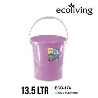 ECO LIVING 2.2/13.5/16.5Ltr Round Water Pail Tong Multipurpose W/Handle, Air Baldi, ECO-171, ECO-174, ECO-175/GY
