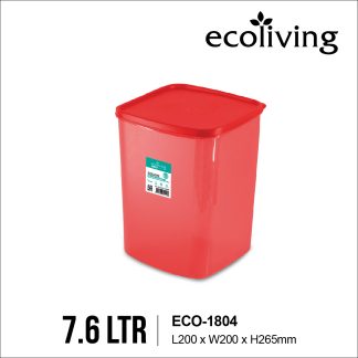 ECO LIVING 7.6L Square AirTight ECO Smart Keeper, Food Container, Bekas Makanan, ECO-1804