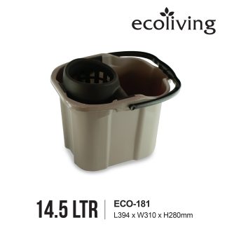 ECO LIVING Mopping Pail With Rollers And Handle, Removable Cover, Mop Lantai Bucket, Baldi Mengepel, ECO-181
