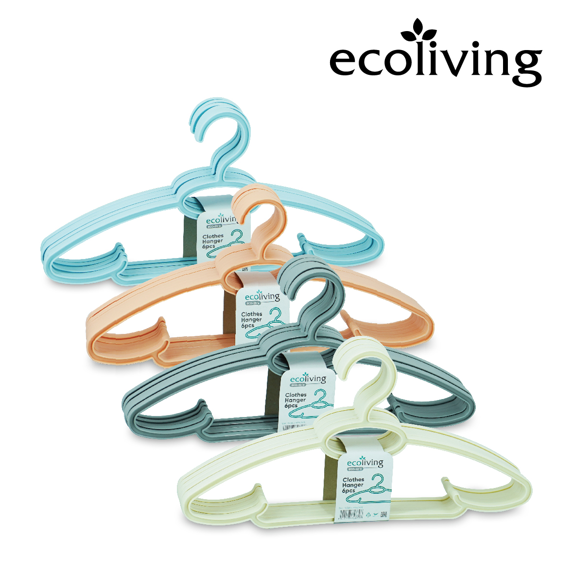 ECO LIVING CARTON DEAL 48Pcs/Pack Colourful Modern Clothes Hanger Set With 2 Side Hooks,Penyangkut Baju,ECO-22/6-48 - Image 3