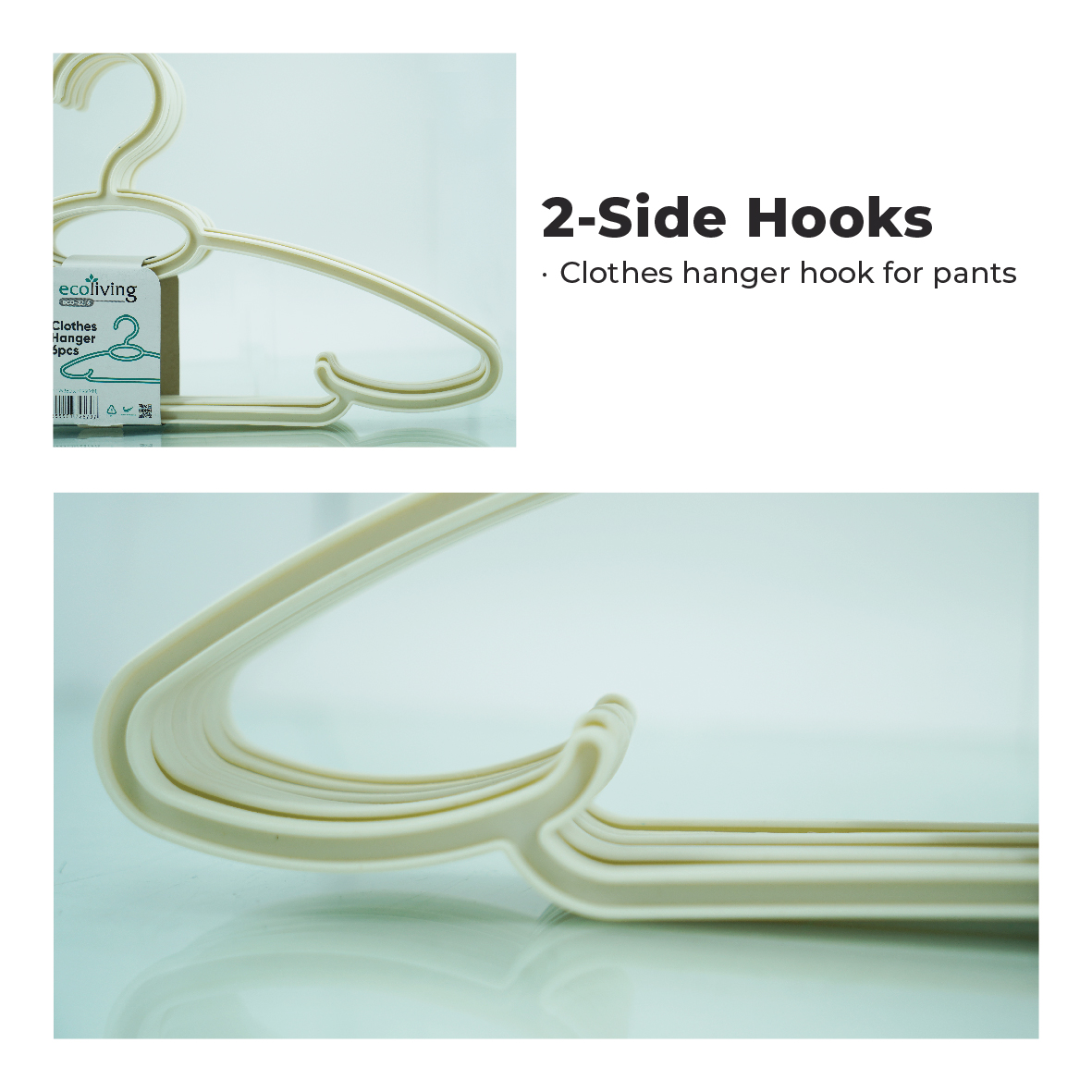 ECO LIVING CARTON DEAL 48Pcs/Pack Colourful Modern Clothes Hanger Set With 2 Side Hooks,Penyangkut Baju,ECO-22/6-48 - Image 6