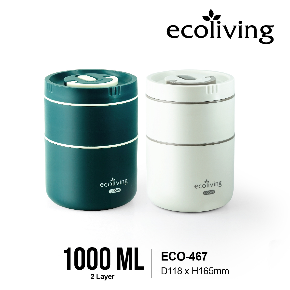 ECO LIVING 700/1000ml 1/2 Layer ECO BENTO Airtight Stainless Steel Lunch Box With Handle, Bekas Makan, ECO-466,ECO-467 - Image 2