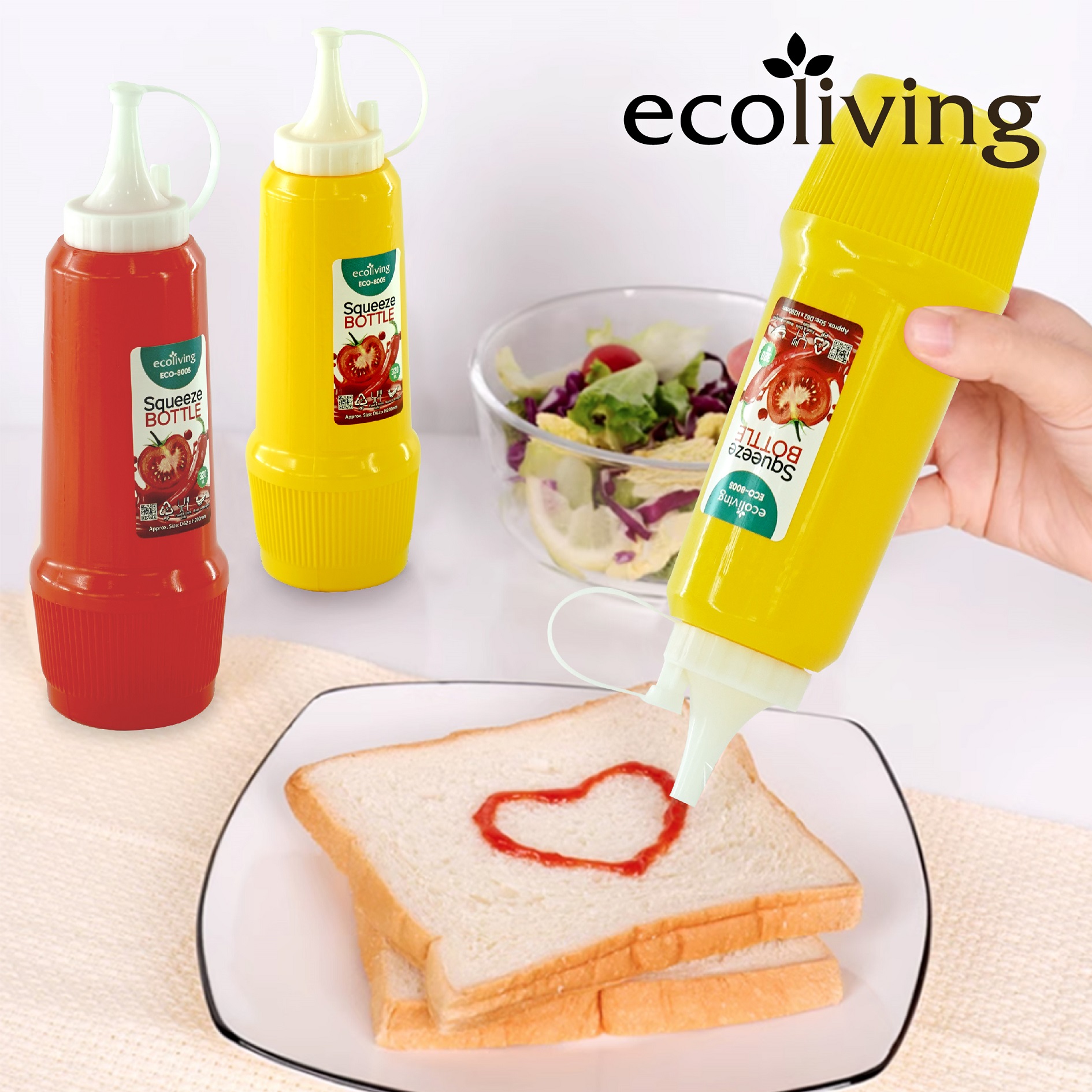 ECO LIVING 320ml Ketchup Tomato Sauce & Spice Bottle, Squeezer, Botol Sos & Rempah, ECO-8005 - Image 5
