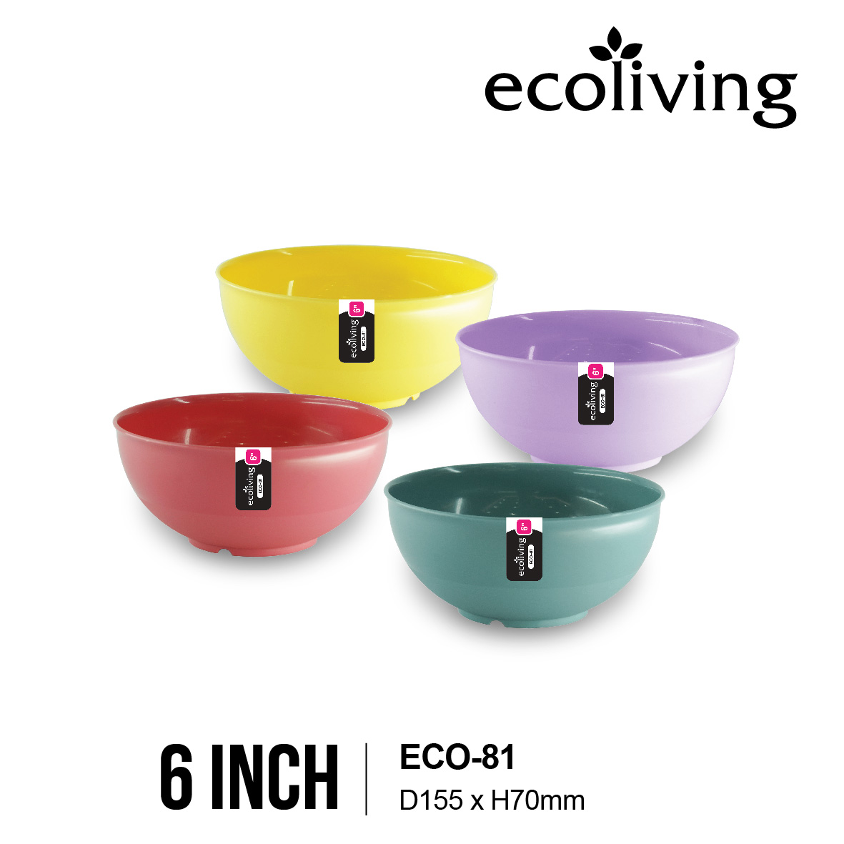 ECO LIVING 6/7 INCH Round Color Thick Bowl, Kitchen Tableware, Mangkuk Tebal Bulat Berwarna, ECO-81 ECO-82 - Image 6