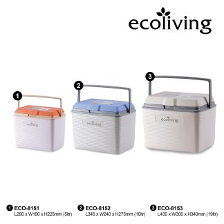 ECO LIVING OFFER PACK 3IN1 5/10/19L Protable Ice Cooler Box with Handle, Camping Storage Box, ECO-8151/8152/8153