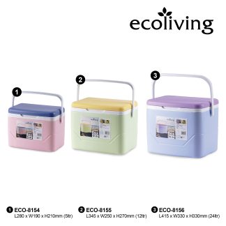 ECO LIVING OFFER PACK 3IN1 5/12/24L Protable Ice Cooler Box with Handle, Camping Storage Box, ECO-8154/8155/8156
