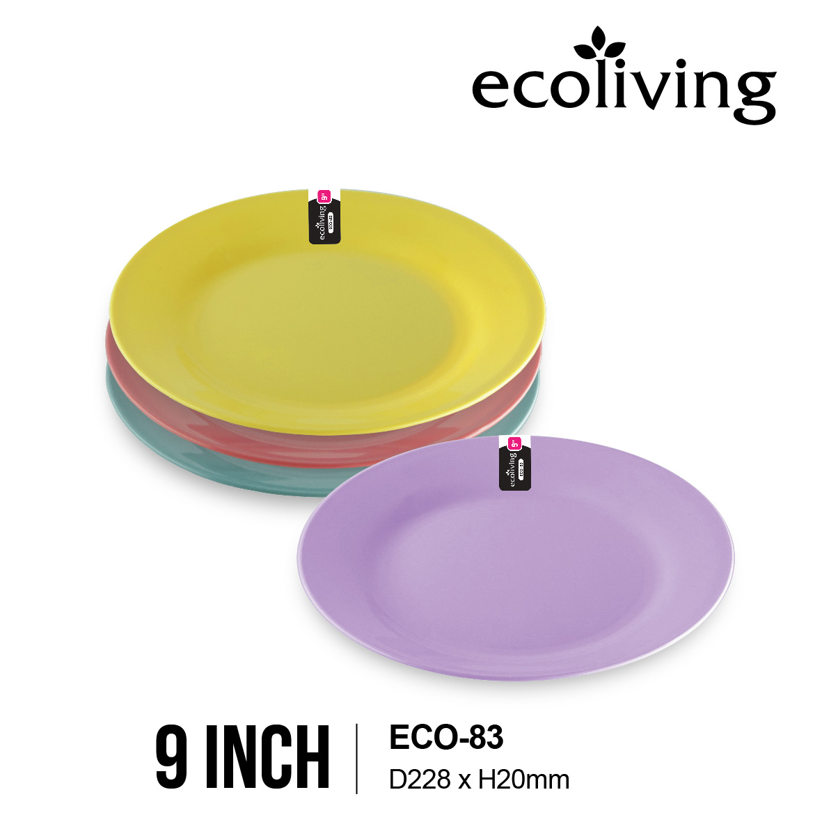 ECO LIVING 9/10 INCH Colorful Thick Round Shallow Plate, Kitchen Tableware, Pinggan Tebal Bulat Berwarna, ECO-83 ECO-84 - Image 6