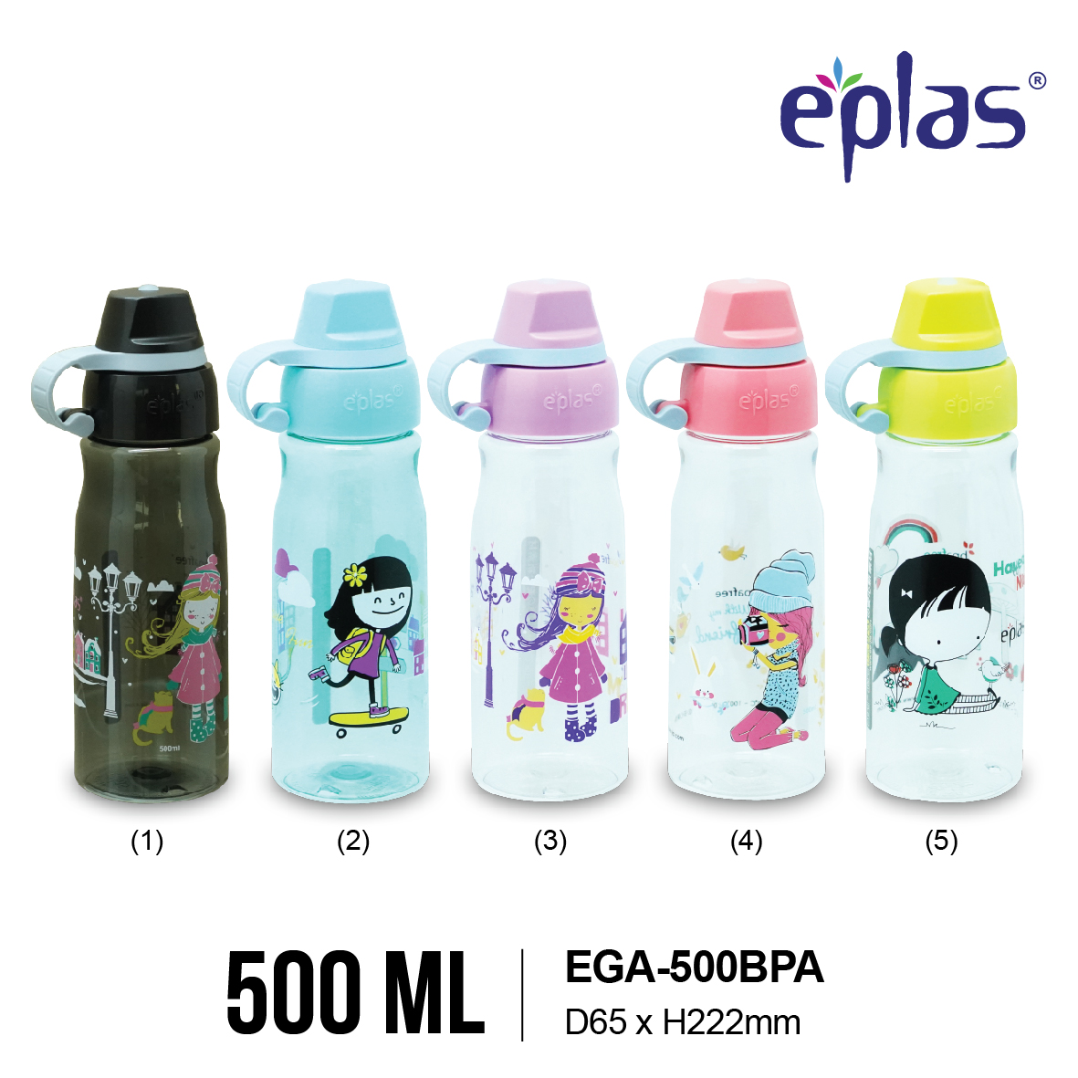 EPLAS KIDS OFFER PACK 2In1 500+580ML Water Bottle Set,Drinking Water Tumbler,Botol Air,BPA Free,EGA-500BPA/EGBQ-580BPA - Image 5