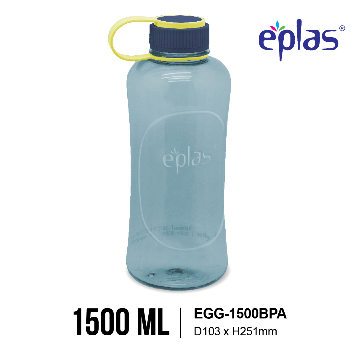 EPLAS MODERN 1150ml/1500ml Big Water Bottle With Handle, Water Tumbler, Botol Air, BPA Free, EGG-1150BPA, EGG-1500BPA