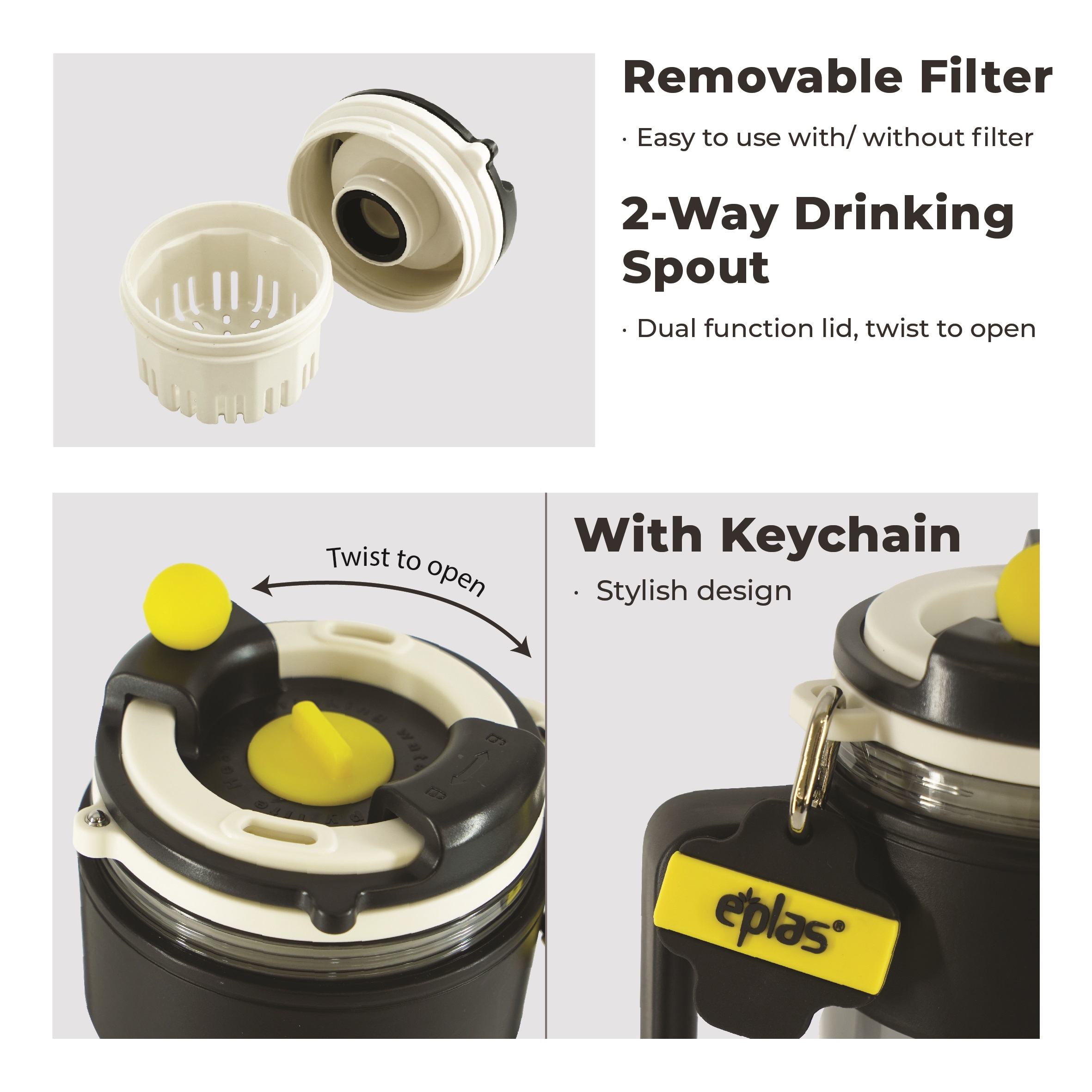 EPLAS MODERN 1200ml 2 Way Drinking Tumbler Mug With Straw & Handle & Filter, Tumbler Mug Dengan Pemegang, EGJ-1200BPA - Image 4