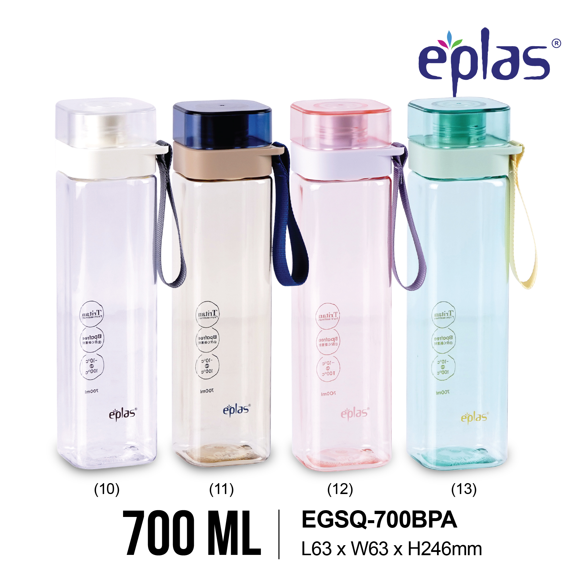 EPLAS MODERN Sport Water Bottle, Square Travel Bottle, Water Tumbler, Botol Air, EGSQ-400BPA, EGSQ-550BPA, EGSQ-700BPA - Image 2