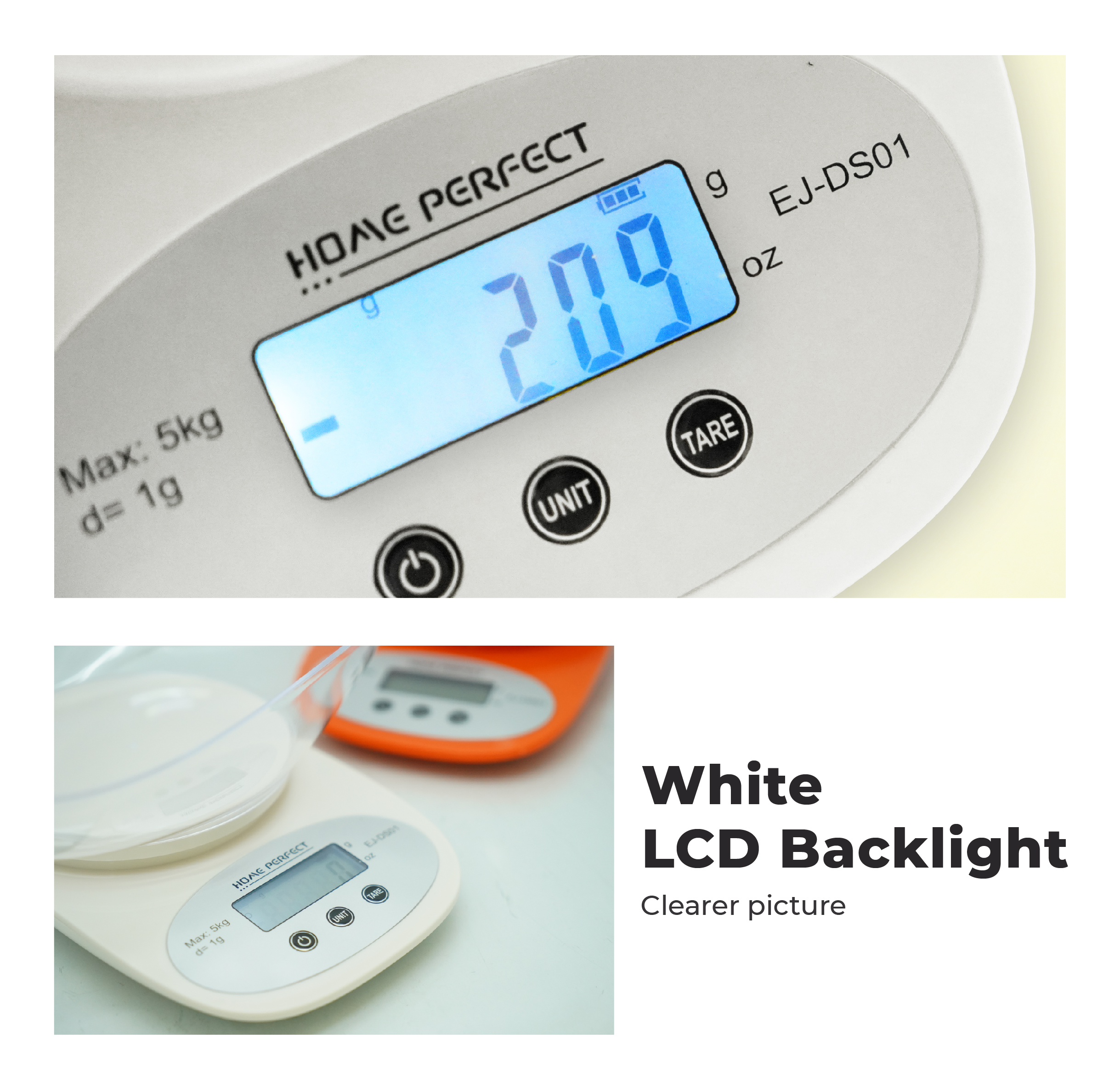 HOME PERFECT Kitchen Digital Electronic LCD Scale With Measuring Bowl (5 Kg), Multi-Function, Penimbang Dapur, EJ-DS01 - Image 7
