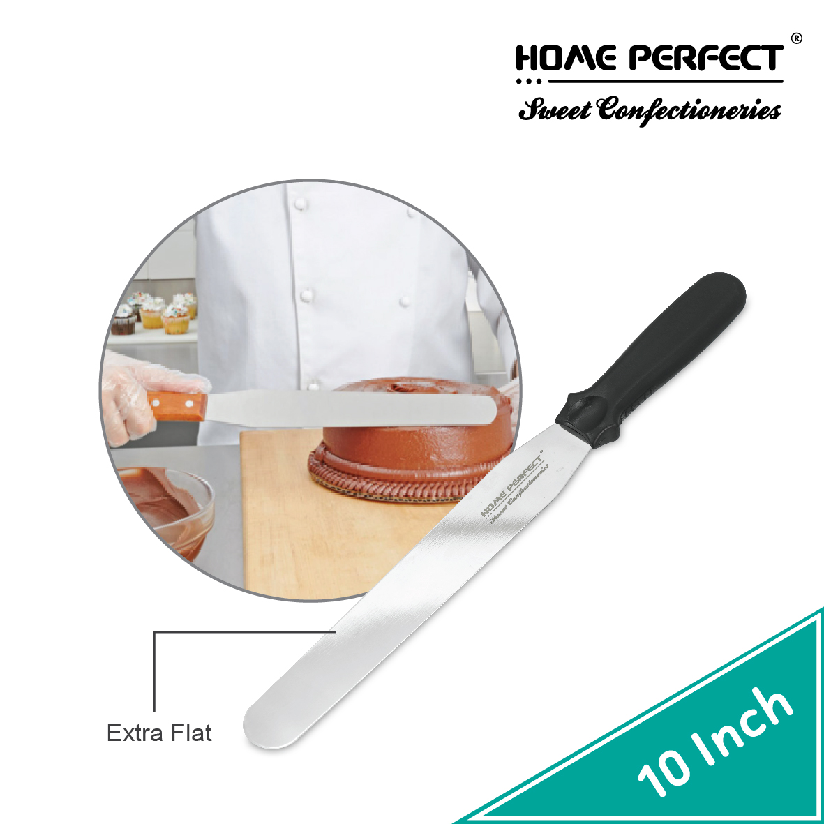 HOME PERFECT Flat Spatula W/Non Slip Handle (4/6/8/10") EP-SP4, EP-SP6, EP-SP8, EP-SP10