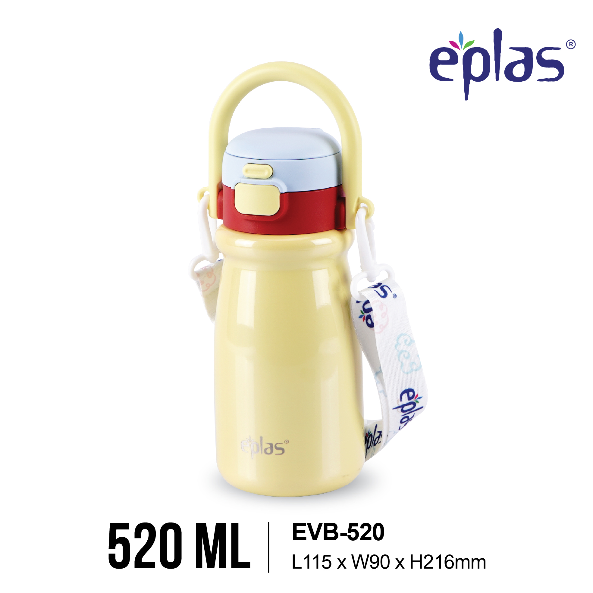 EPLAS THERMAL 520ML One Touch Macaron Stainless Steel Thermal Bottle with Handle and Strap, Botol Terma, EVB-520 - Image 2