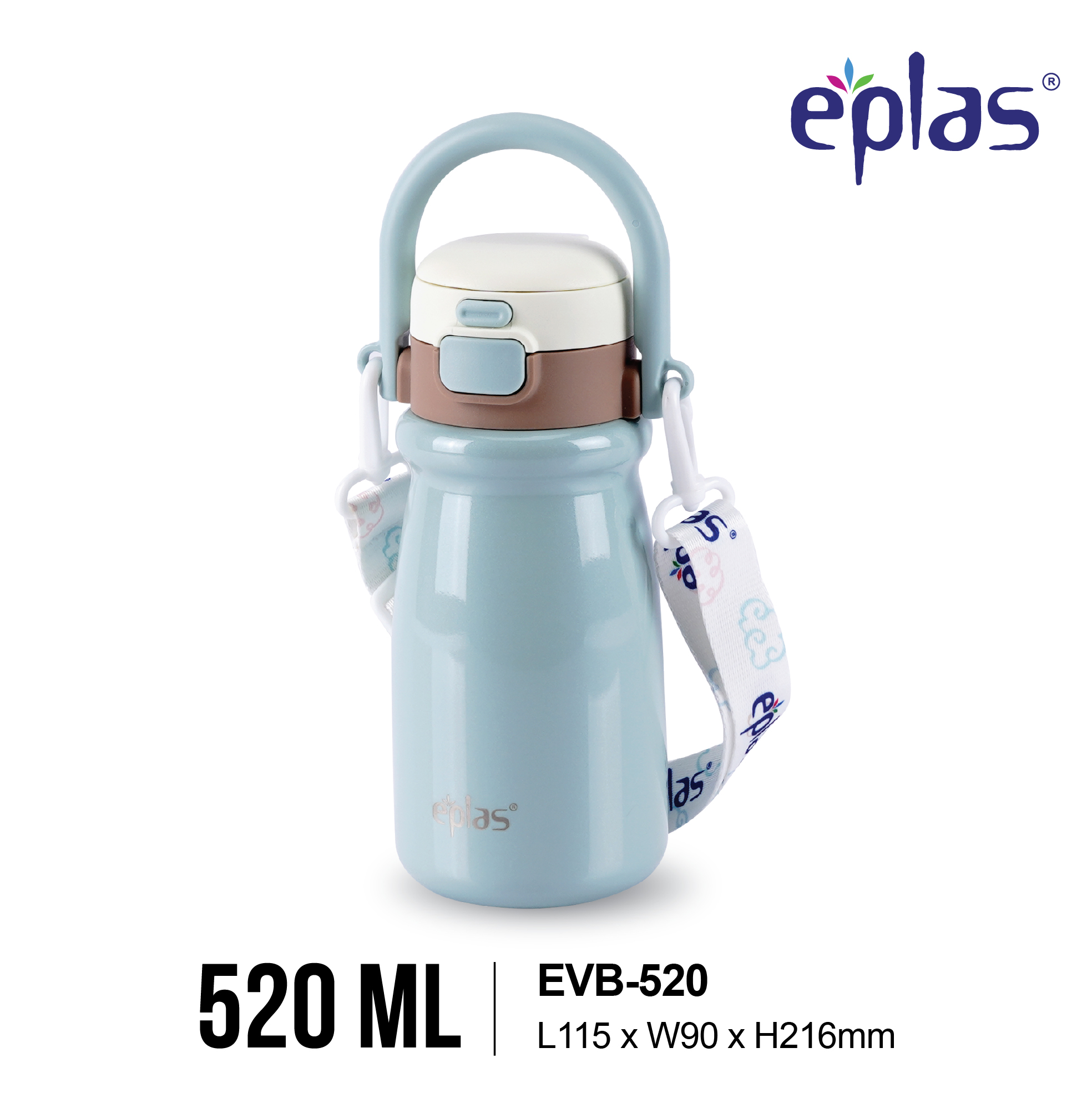 EPLAS THERMAL 520ML One Touch Macaron Stainless Steel Thermal Bottle with Handle and Strap, Botol Terma, EVB-520 - Image 5