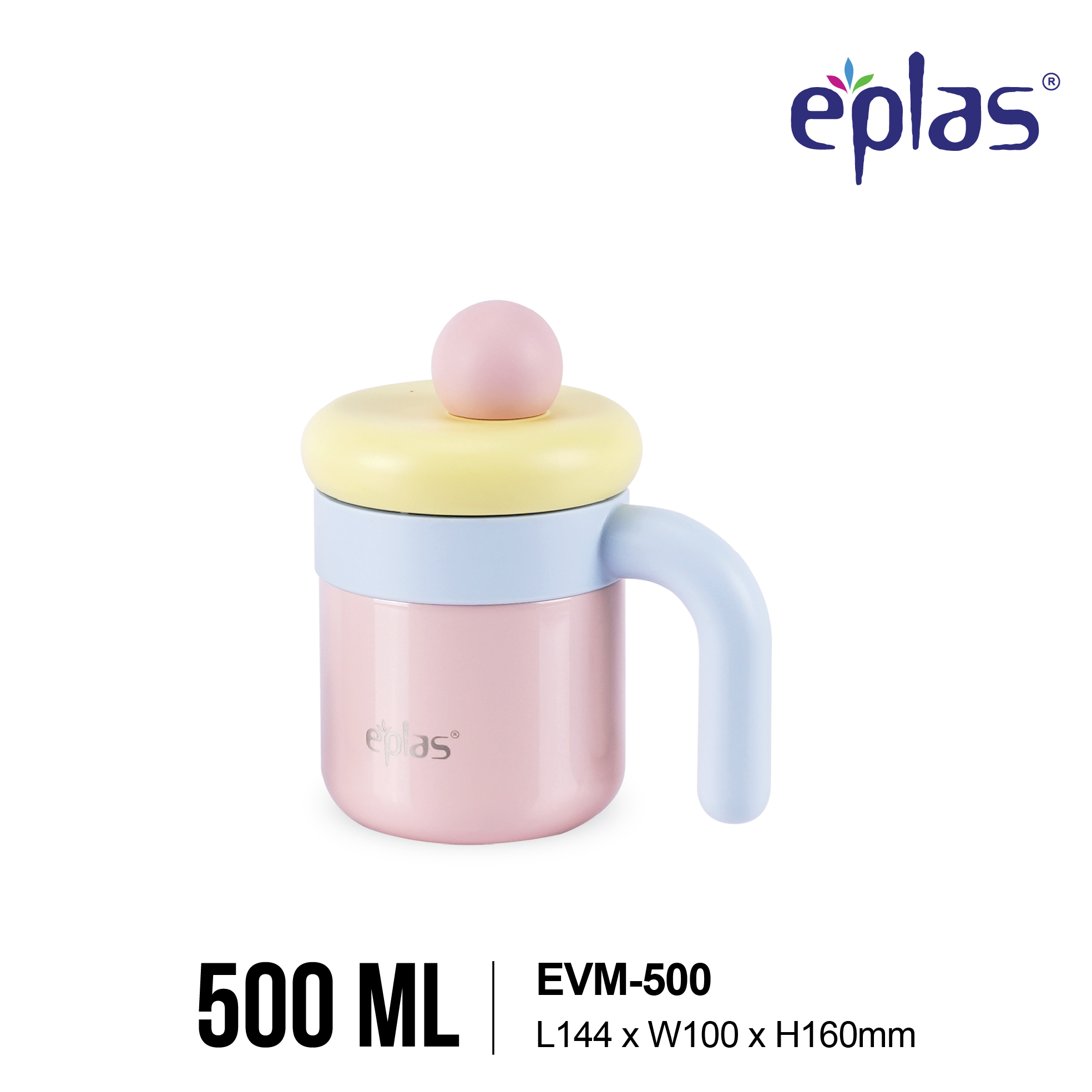 EPLAS THERMAL 500ML Macaron Handy Stainless Steel Thermal Cup with Lid, Portable Travel Coffee Mug, Cawan Terma, EVM-500 - Image 3