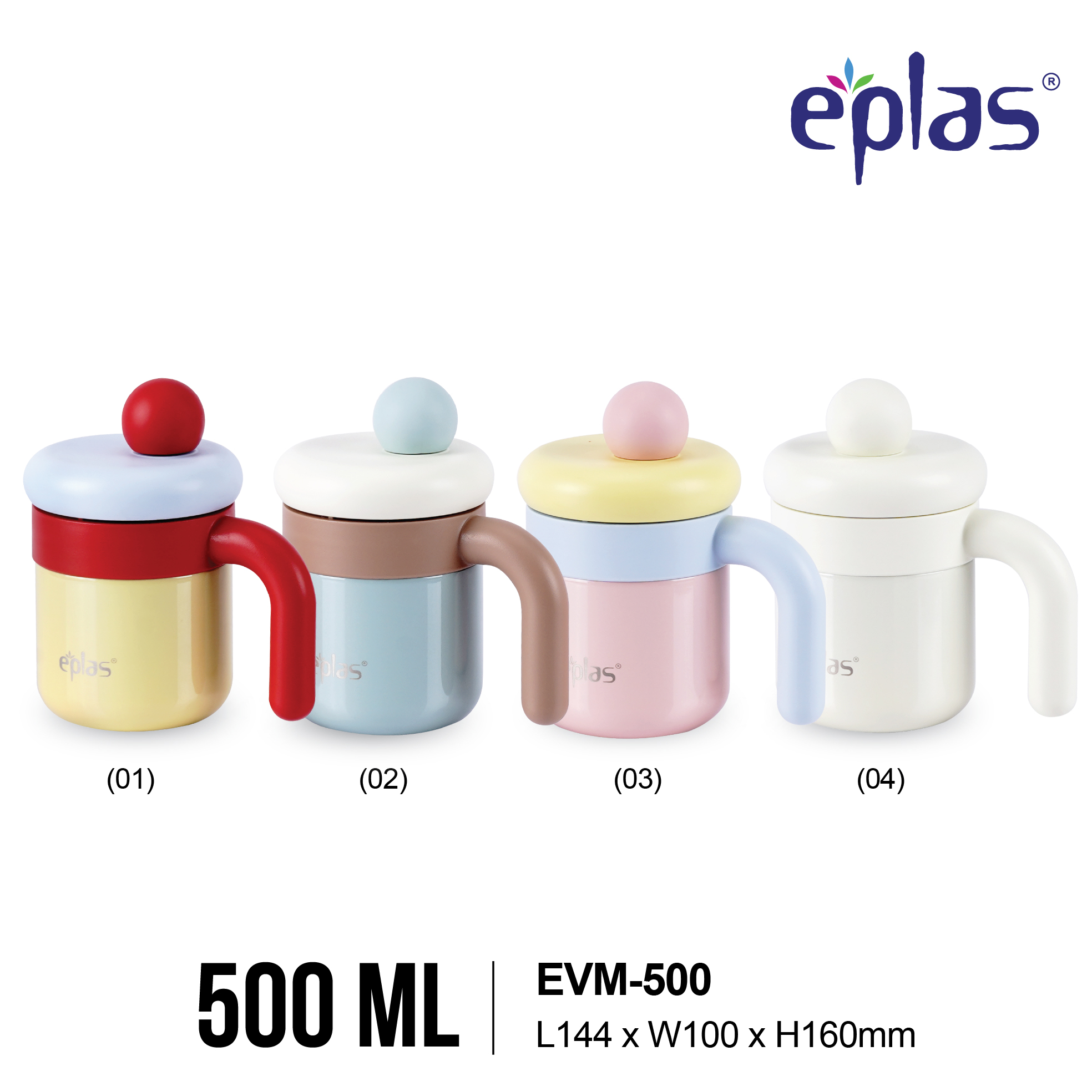 EPLAS THERMAL 500ML Macaron Handy Stainless Steel Thermal Cup with Lid, Portable Travel Coffee Mug, Cawan Terma, EVM-500 - Image 6