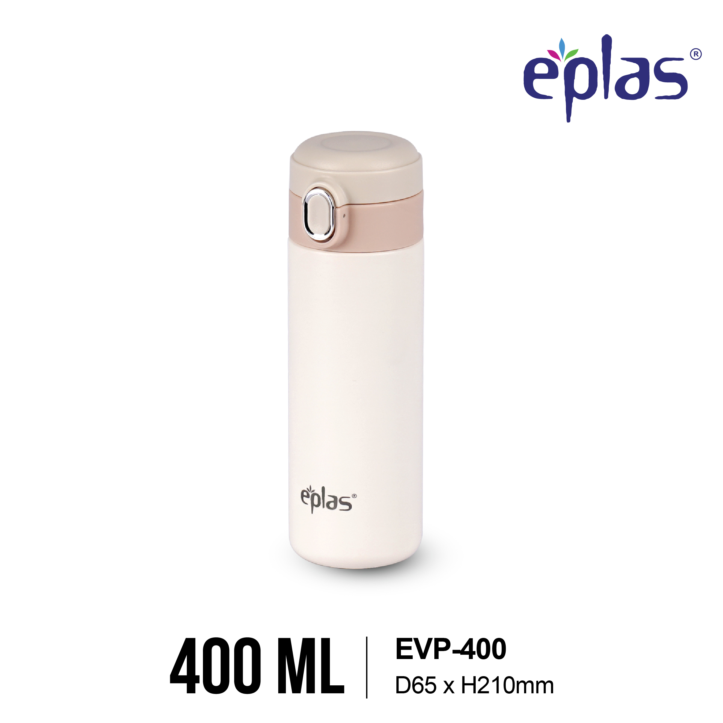 EPLAS THERMAL Flask, 400ml, One Touch Push Button, Drink Direct, Portable Travel Flask, S/S 304, EVP-400