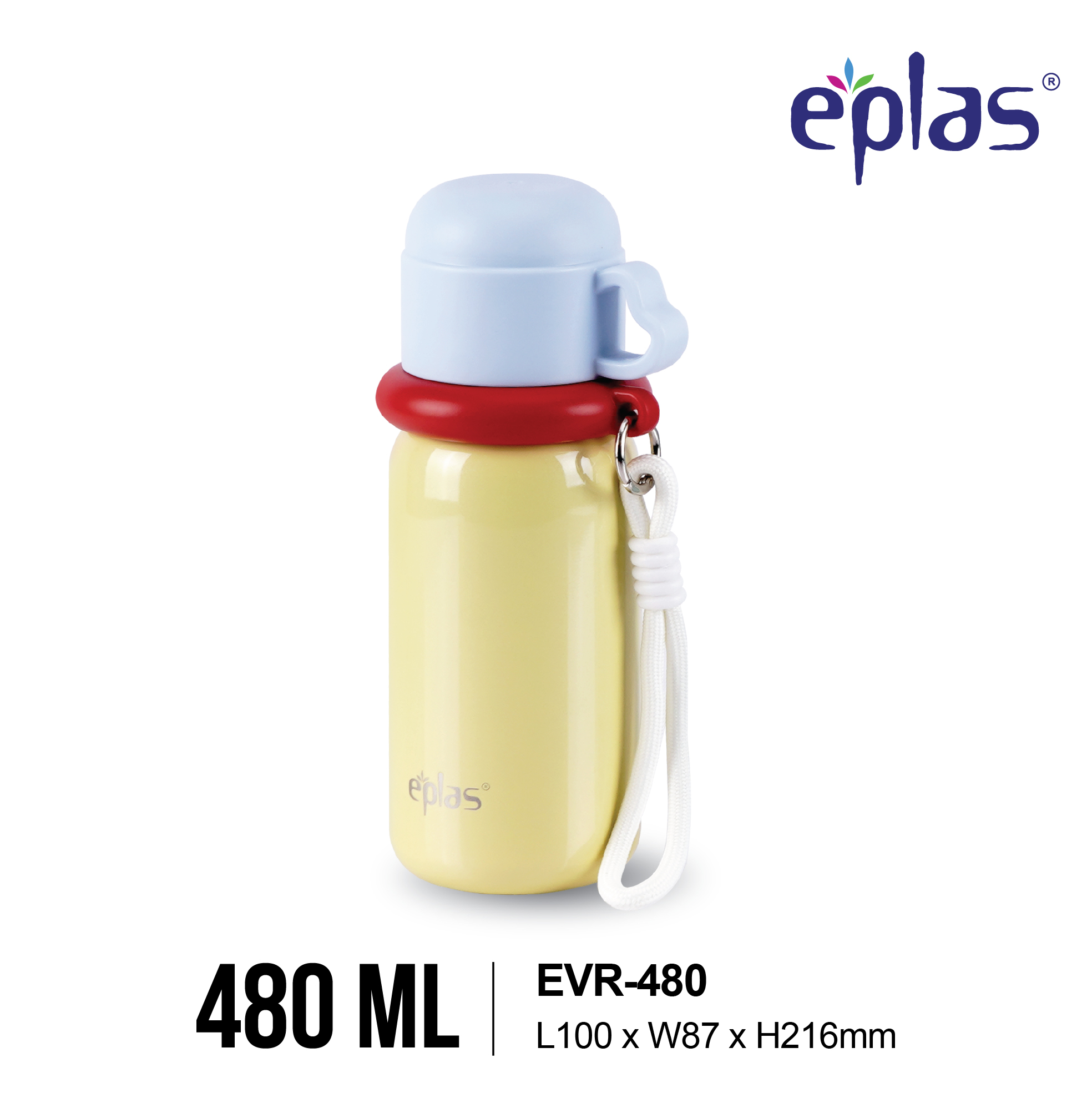 EPLAS THERMAL 480ML Macaron Handy Stainless Steel Thermal Bottle with Strap Handle and Cup, Botol Terma,EVR-480 - Image 5
