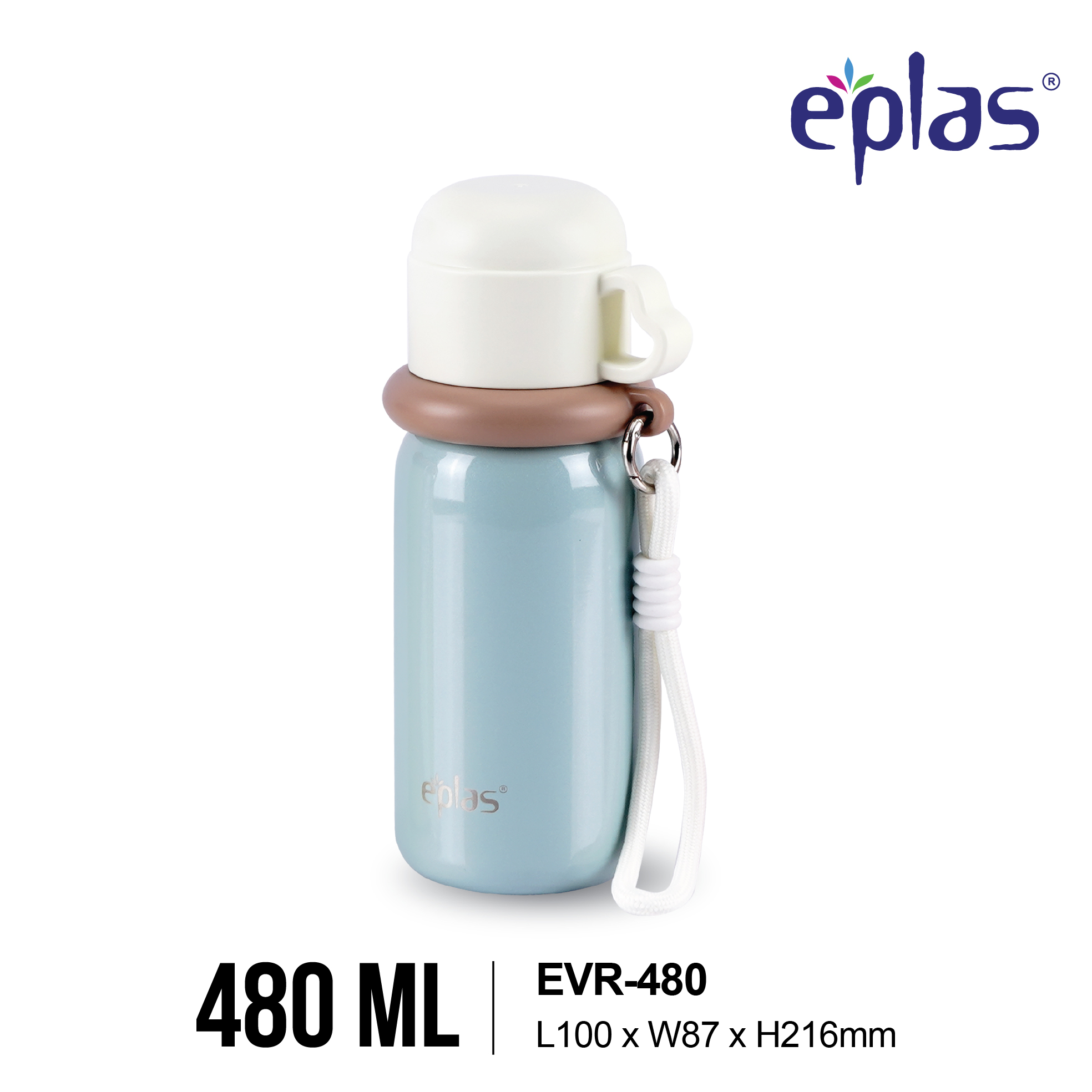 EPLAS THERMAL 480ML Macaron Handy Stainless Steel Thermal Bottle with Strap Handle and Cup, Botol Terma,EVR-480 - Image 3