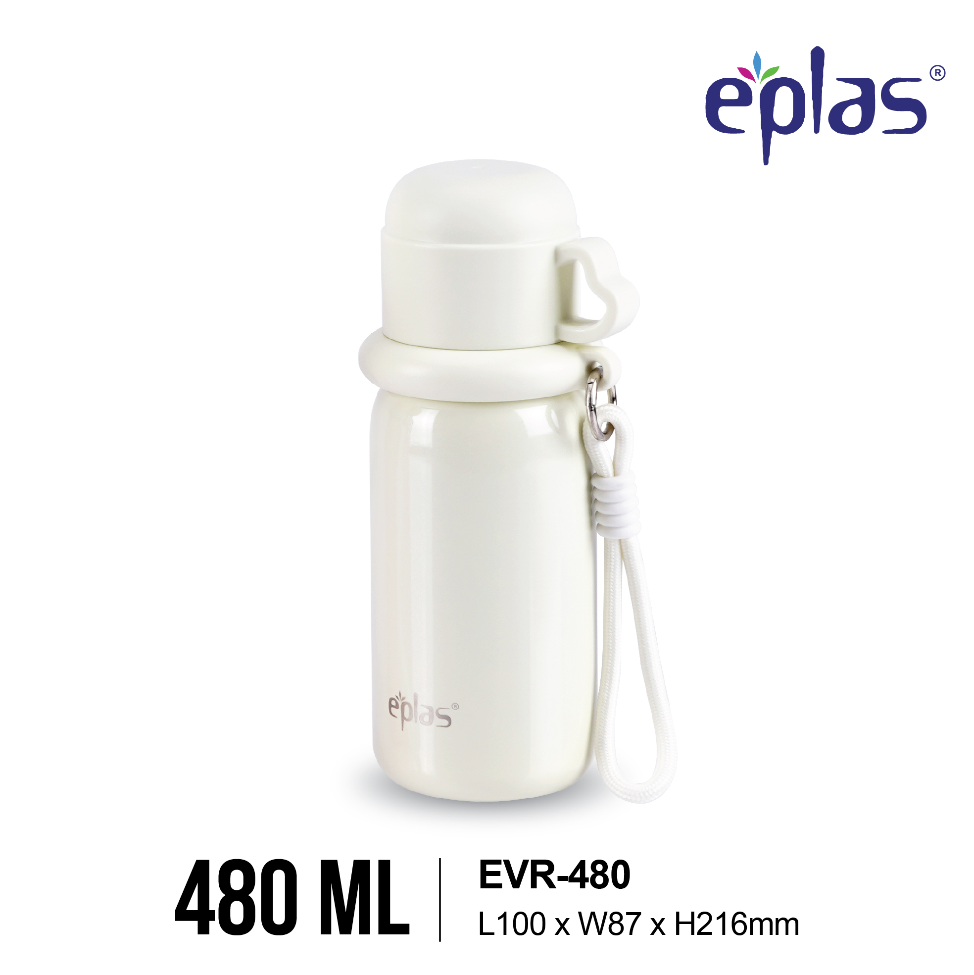 EPLAS THERMAL 480ML Macaron Handy Stainless Steel Thermal Bottle with Strap Handle and Cup, Botol Terma,EVR-480 - Image 4