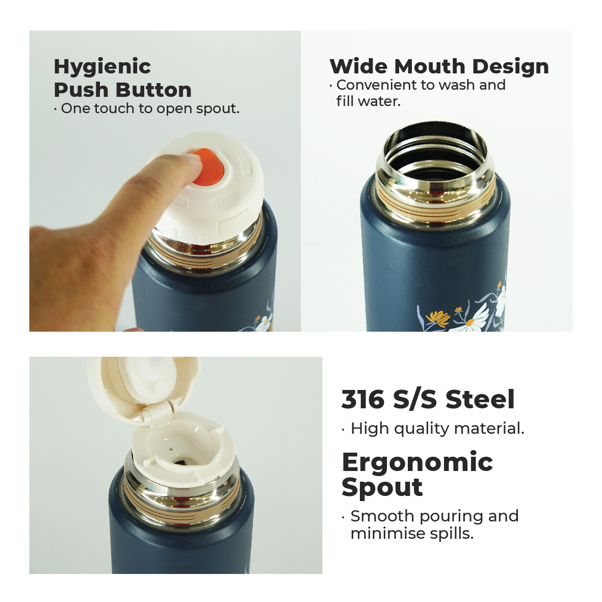 EPLAS OFFER PACK 2IN1 550+800ML S/Steel 316 Thermal Flask And Airtight S/Steel Lunch Box, EVS-550/ECO-461 - Image 4