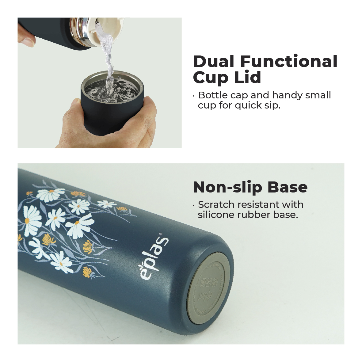 EPLAS OFFER PACK 2IN1 550+800ML S/Steel 316 Thermal Flask And Airtight S/Steel Lunch Box, EVS-550/ECO-461 - Image 3