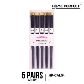 HOME PERFECT 5pcs/Pack Chinese Style Alloy Matte Chopsticks, Reusable Non-Slip, Penyepit Makanan Aloi, HP-CAL52,53,54,55